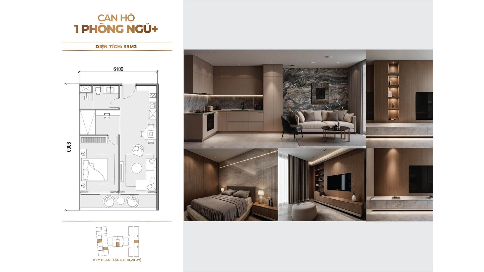 thiết kế căn hộ 1 phòng ngủ+ dự án Handico Sunshine Metropolis City Hà Nội