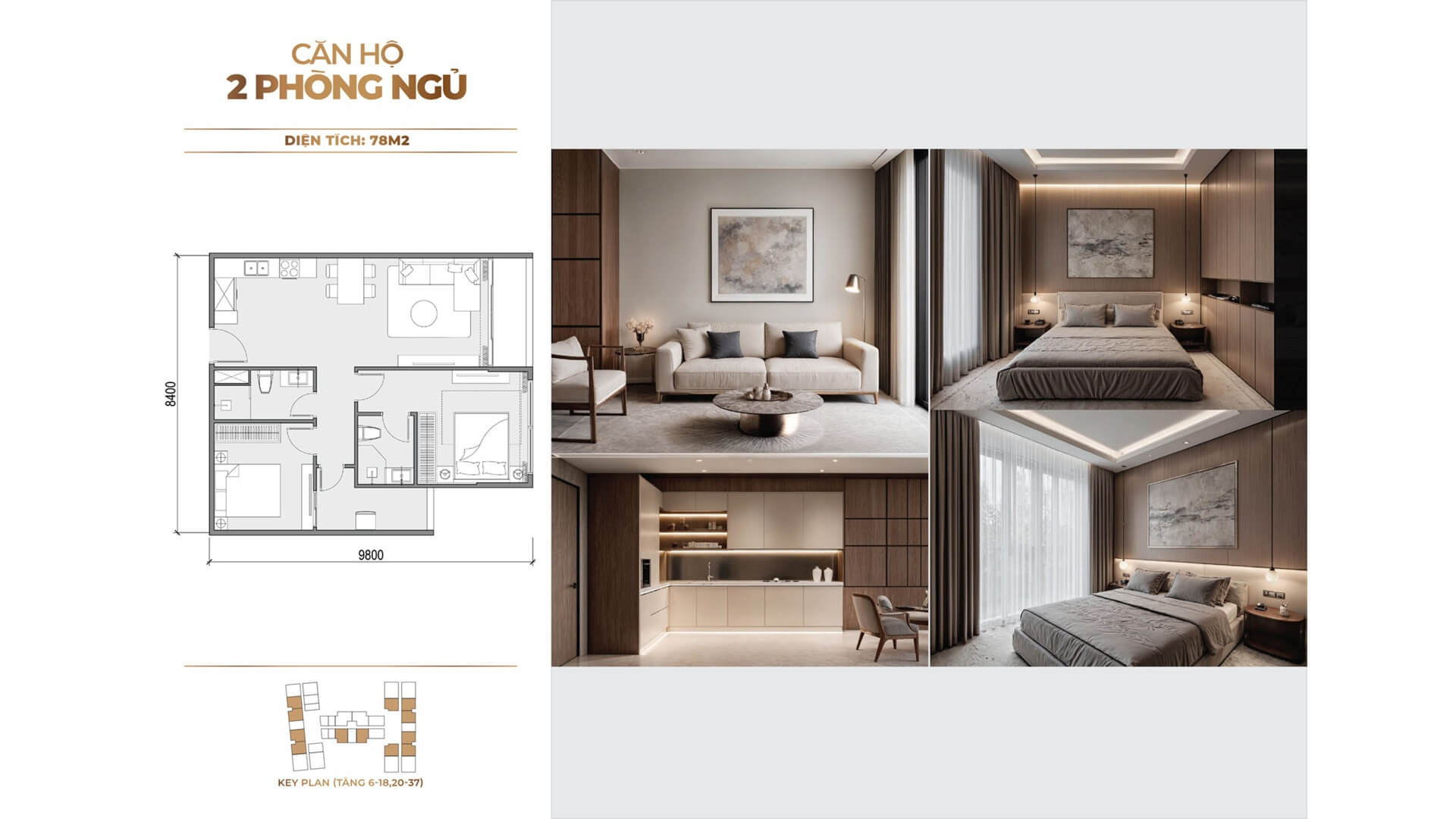 thiết kế căn hộ 2 phòng ngủ dự án Handico Sunshine Metropolis City Hà Nội