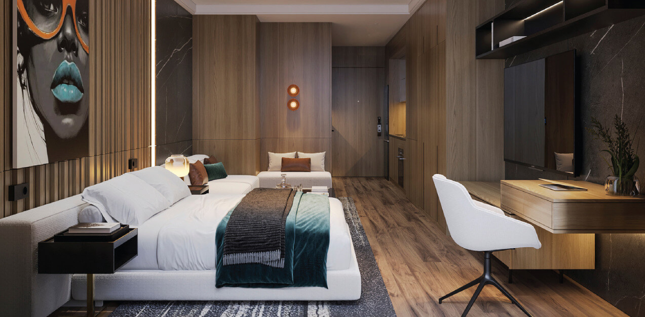 nội thất căn hộ 2 ngủ dự án Handico Sunshine Metropolis City hưng yên